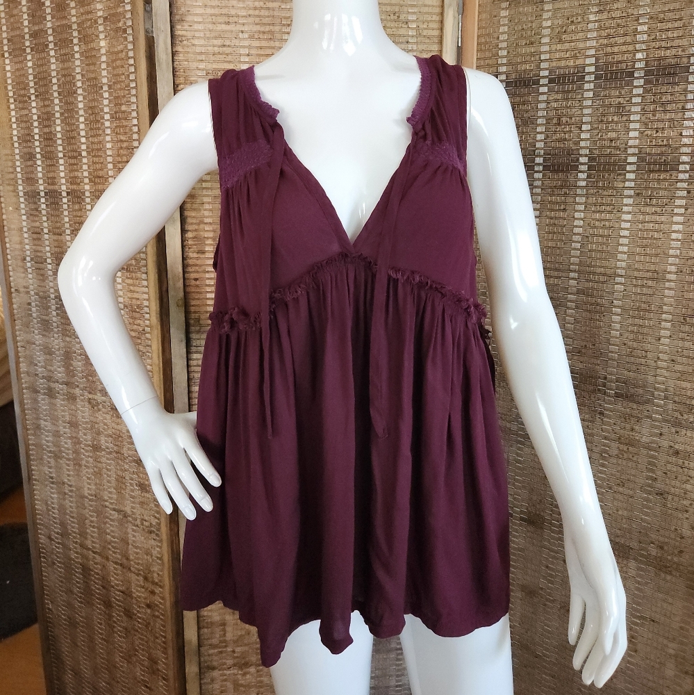 Melrose and Market Wine Babydoll Tank Sz L